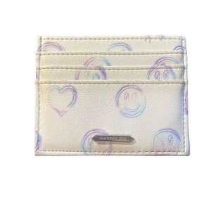NWOT Madden Girl Blue Card Holder with Pastel Smiley Faces